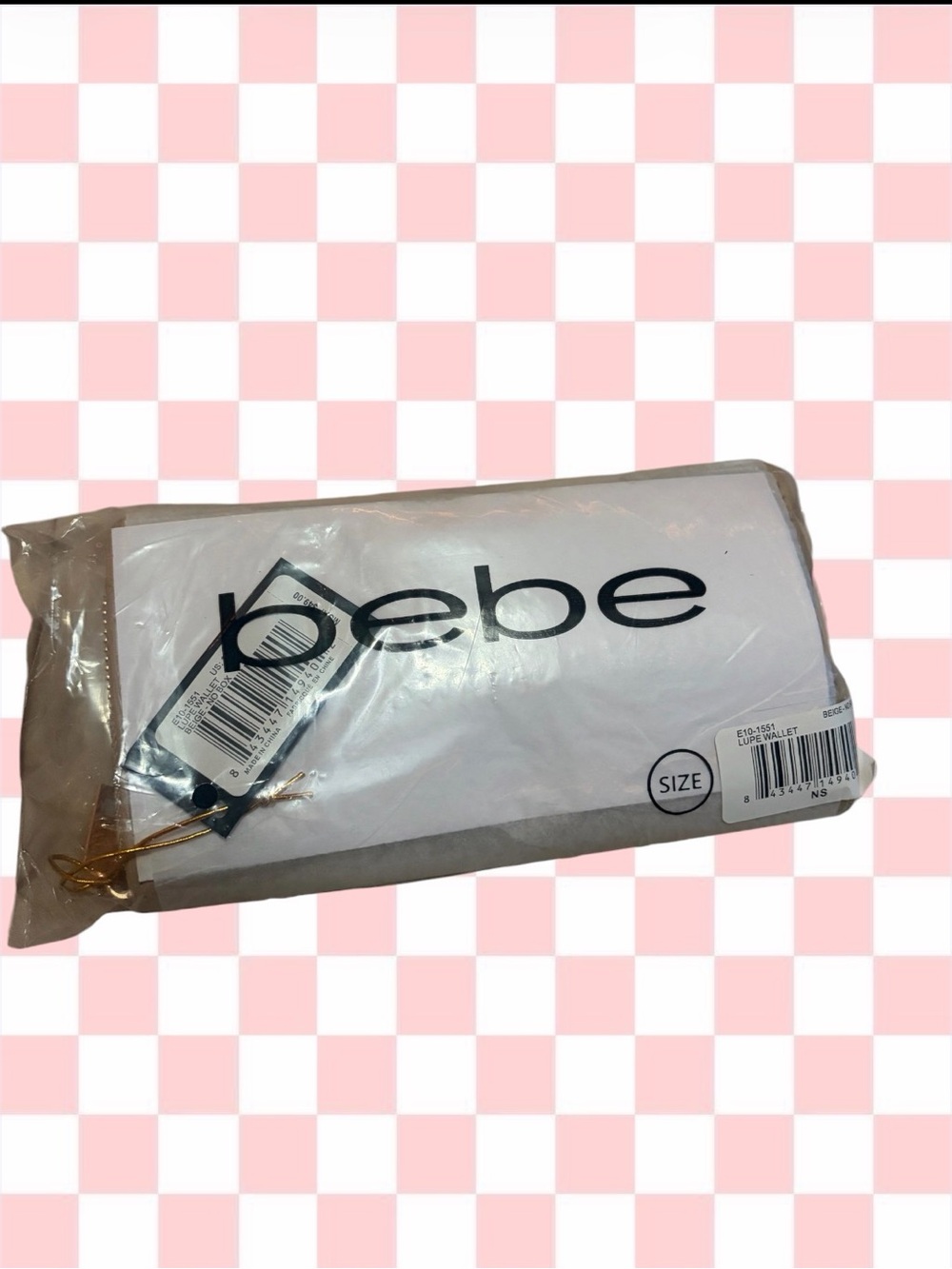 bebe Beige Lupe Wallet with Gold-Tone Accent
